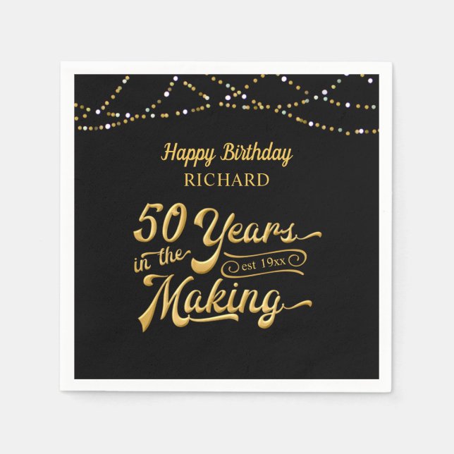 Guardanapo De Papel 50.º Aniversário do FAZER Feliz Aniversário (Frente)