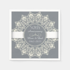 Guardanapo De Papel 50.º lugar redondo ornamental do aniversário de ca