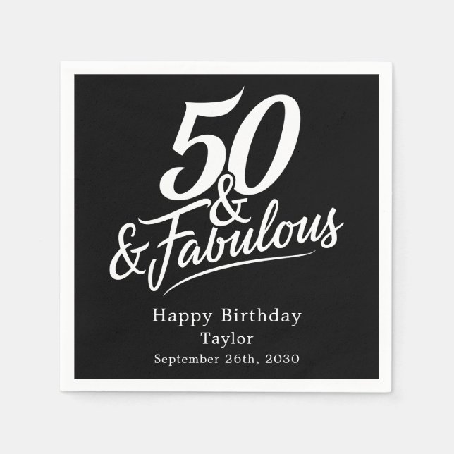 Guardanapo De Papel 50 and Fabulous Birthday Chic Script Custom (Frente)