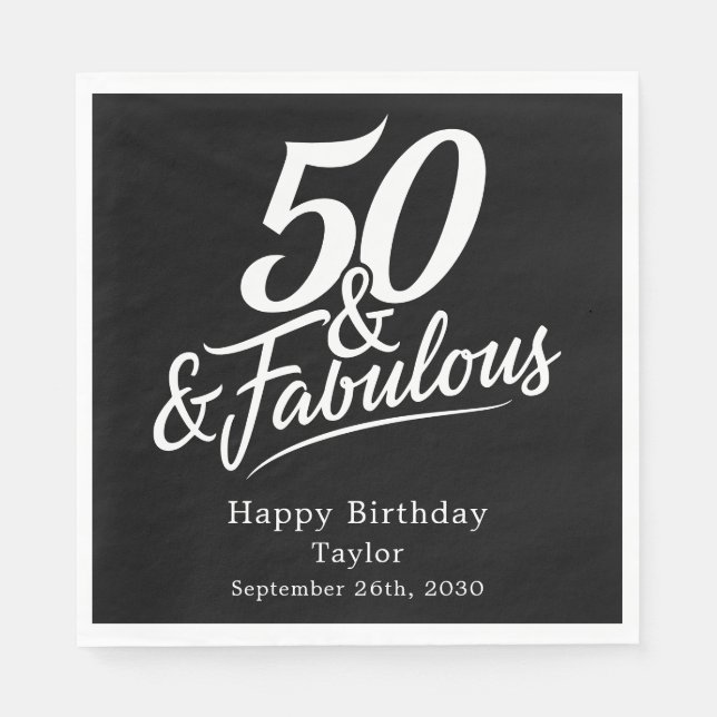 Guardanapo De Papel 50 and Fabulous Birthday Chic Script Custom (Frente)