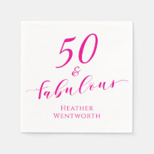50 and Fabulous Fiftieth Birthday Hot Pink Script