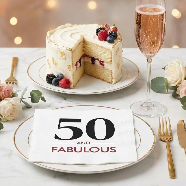 Guardanapo De Papel 50 And Fabulous Modern Cherry Wine Birthday Saying (Criador carregado)