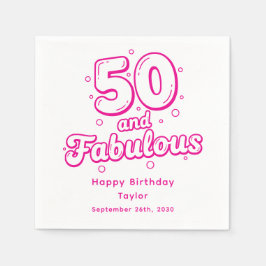 Guardanapo De Papel 50 and Fabulous Retro Bubble Letter Birthday Pink