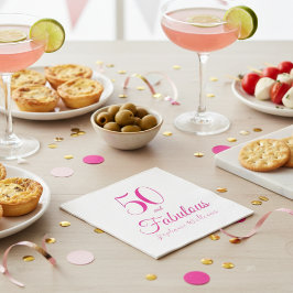 Guardanapo De Papel 50 and Fabulous Script Pink 50th Birthday Party