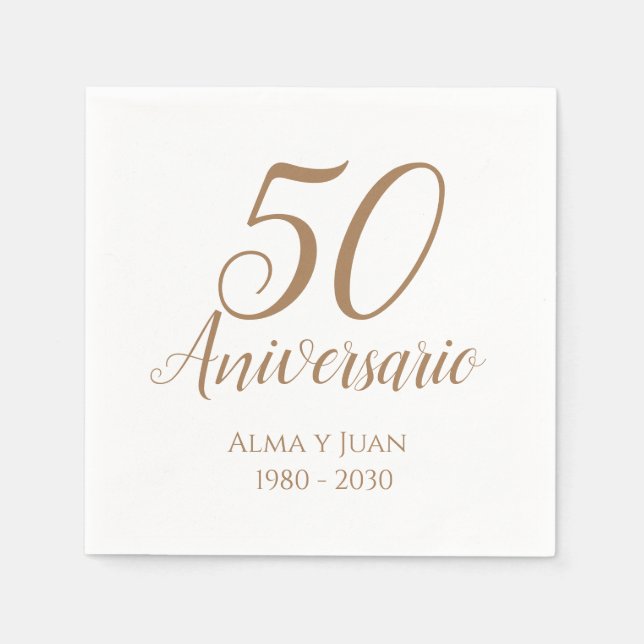 Guardanapo De Papel 50 Aniversario Espanhol 50º Aniversário Napkin (Frente)