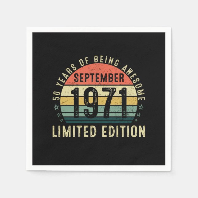 Guardanapo De Papel 50 anos sendo incrível no aniversário de setembro (Frente)