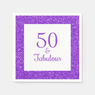 Guardanapo De Papel 50 & brilho roxo Sparkly do aniversário fabuloso
