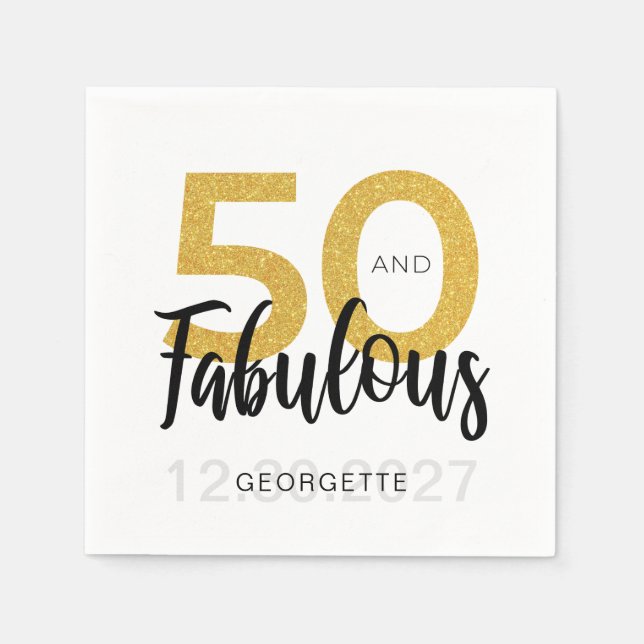 Guardanapo De Papel 50 e Fab Birthday Script Party Paper (Frente)