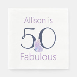 Guardanapo De Papel 50 e Fabulosa Borboleta 50º Nome de Aniversário