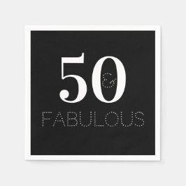 Guardanapo De Papel 50 e fabulosa Festa de aniversário branca e preta