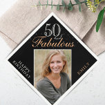 Guardanapo De Papel 50 e Fabulosa Foto Elegante Black 50th Birthday<br><div class="desc">50 e Fabulosa Foto Elegante Black 50º aniversário Napkins. A inspiração 50 e fabulosa está na moderna escrita branca e ouro sobre fundo preto. Faça seu próprio guardanapo de papel de 50ª festa de aniversário para ela. Personalize com seu nome e número de idade. Insira qualquer uma das suas fotos...</div>
