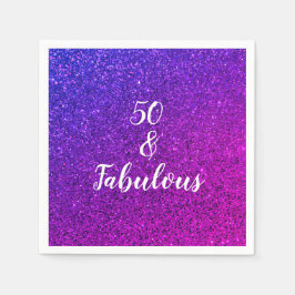 Guardanapo De Papel 50 E Fabulosa Glitter Púrpura Rosa De Aniversário