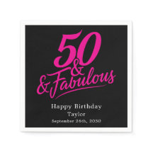 50 e Fabuloso Aniversário Chic Script Rosa