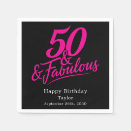 Guardanapo De Papel 50 e Fabuloso Aniversário Chic Script Rosa