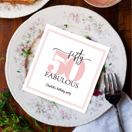Guardanapo De Papel "50 e fabuloso" Aniversário rosa e Preto