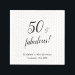 Guardanapo De Papel 50 e Fabuloso Black 50th Birthday, cor-de-rosa<br><div class="desc">Trendy Elegant 50 e fabulosa Tipografia Script Pink Black Pontos Moderno 50º Aniversário Napkins. Comemore seu quinquagésimo aniversário em estilo,  com este elegante e único convite de 50 anos.</div>