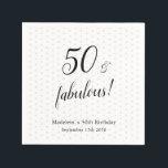 Guardanapo De Papel 50 e Fabuloso Black 50th Birthday, cor-de-rosa<br><div class="desc">Trendy Elegant 50 e fabulosa Tipografia Script Pink Black Pontos Moderno 50º Aniversário Napkins. Comemore seu quinquagésimo aniversário em estilo,  com este elegante e único convite de 50 anos.</div>