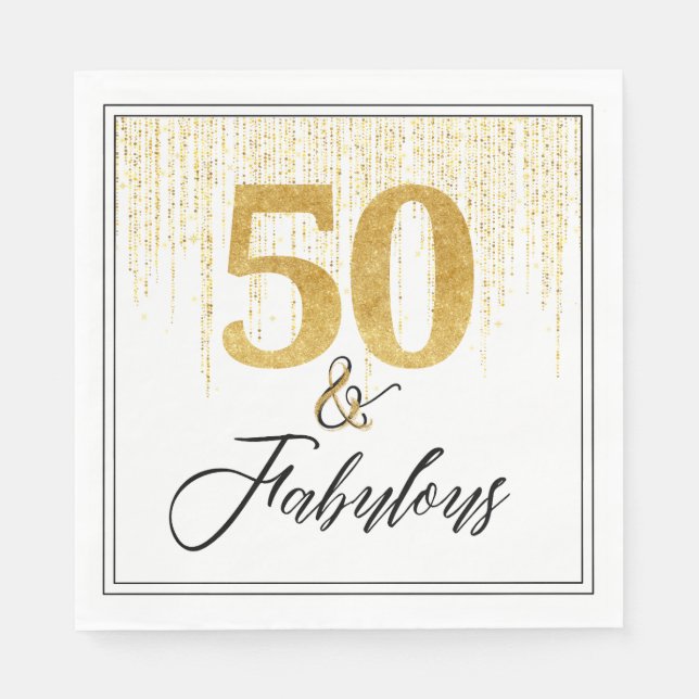 Guardanapo De Papel 50 e fabuloso com Dourado (Frente)