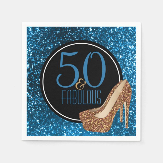 Guardanapo De Papel 50 e fabuloso | Elegante 50º aniversário High Heel (Frente)