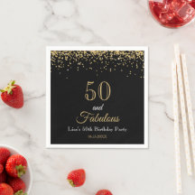 50 e Fabuloso Glitter Dourado e Preto de Aniversár