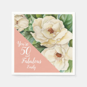Guardanapo De Papel 50 E Fabuloso Nome De Magnolia Floral Cor-De-Rosa