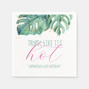 Guardanapo De Papel 50 e Fabuloso Tema Tropical Birthday Watercolor