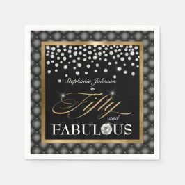 Guardanapo De Papel 50 e Fabulosos Diamantes Dourados Negros Glamoroso