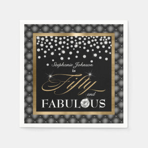 Guardanapo De Papel 50 e Fabulosos Diamantes Dourados Negros Glamoroso