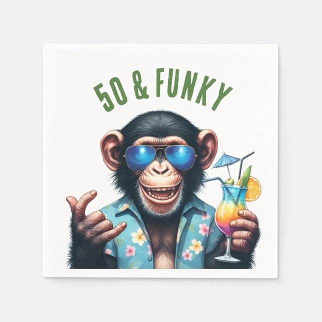 Guardanapo De Papel 50 e Funky Summer Monkey 50º Aniversário (Frente)