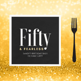 Guardanapo De Papel 50 e imbecil, Elegante moderno preto, personalizad