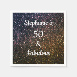 Guardanapo De Papel 50 E Órmaco Dourado Negra Fabuloso De Aniversário