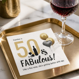 Guardanapo De Papel 50 & Fabuloso Aniversário Moderno Dourado e Preto