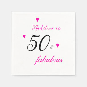 Guardanapo De Papel 50 fabulosos corações, cor-de-rosa, 50 anos