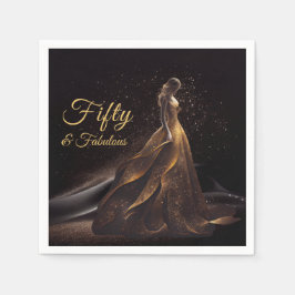 Guardanapo De Papel 50 Glitter preto Dourado brilhante 50 fabuloso