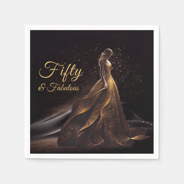 Guardanapo De Papel 50 Glitter preto Dourado brilhante 50 fabuloso (Frente)