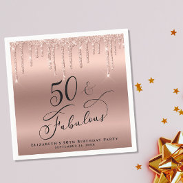 Guardanapo De Papel 50 Rosa de brilho Dourado personalizado