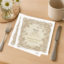 50 Wedding Anniversary Typography Gold Vine Frame 