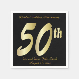 Guardanapo De Papel 50th Aniversário de casamento dourado