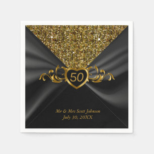 Guardanapo De Papel 50th Aniversário de casamento dourado