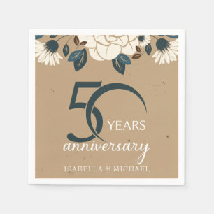 Guardanapo De Papel 50th aniversário de casamento floral rústico