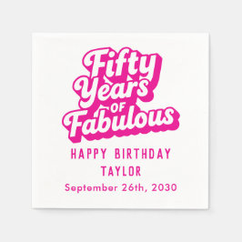 Guardanapo De Papel 50th Birthday Fifty Years of Fabulous Retro Pink