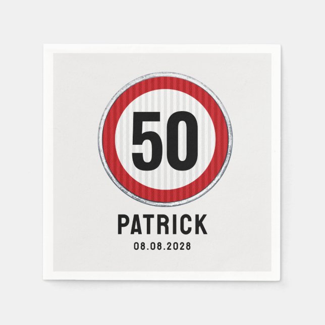 Guardanapo De Papel 50th Birthday Speed Limit Sign (Frente)