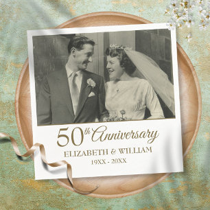 Guardanapo De Papel 50th Golden Anniversary Wedding Photo Napkins