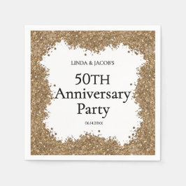 Guardanapo De Papel 50th Wedding Anniversary Gold Faux Glitter