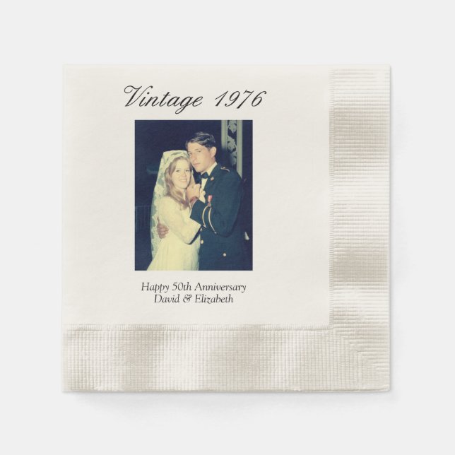 Guardanapo De Papel 50th Wedding Anniversary Photo Elegant Retro (Frente)