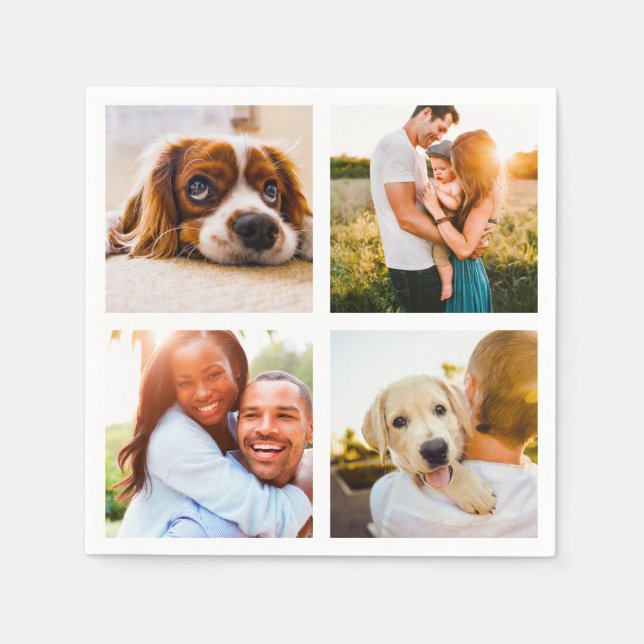 Guardanapo De Papel 50x Serviettes Napkins 4 Modelo de Colagem de Foto (Frente)