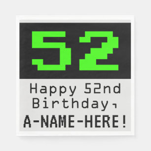 Guardanapo De Papel 52º Aniversário - Estilo Nerdy / Geeky "52" & No