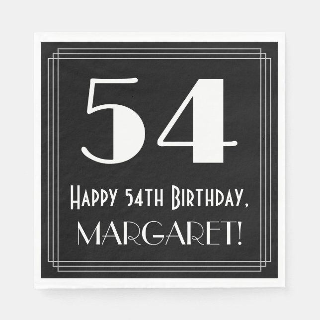 Guardanapo De Papel 54º aniversário ~ Arte Deco Inspirou "54", Nome (Frente)