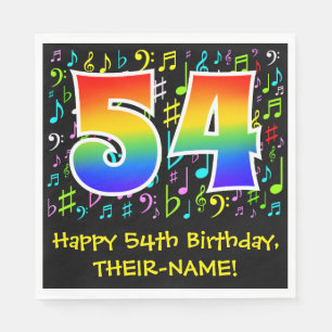 Guardanapo De Papel 54.o aniversário - Símbolos de música coloridos