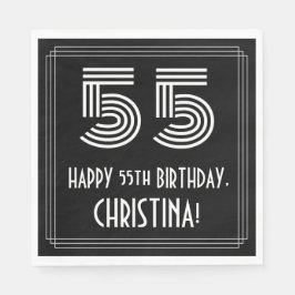 Guardanapo De Papel 55.º Aniversário: Art Deco Inspirou "55" + Nome
